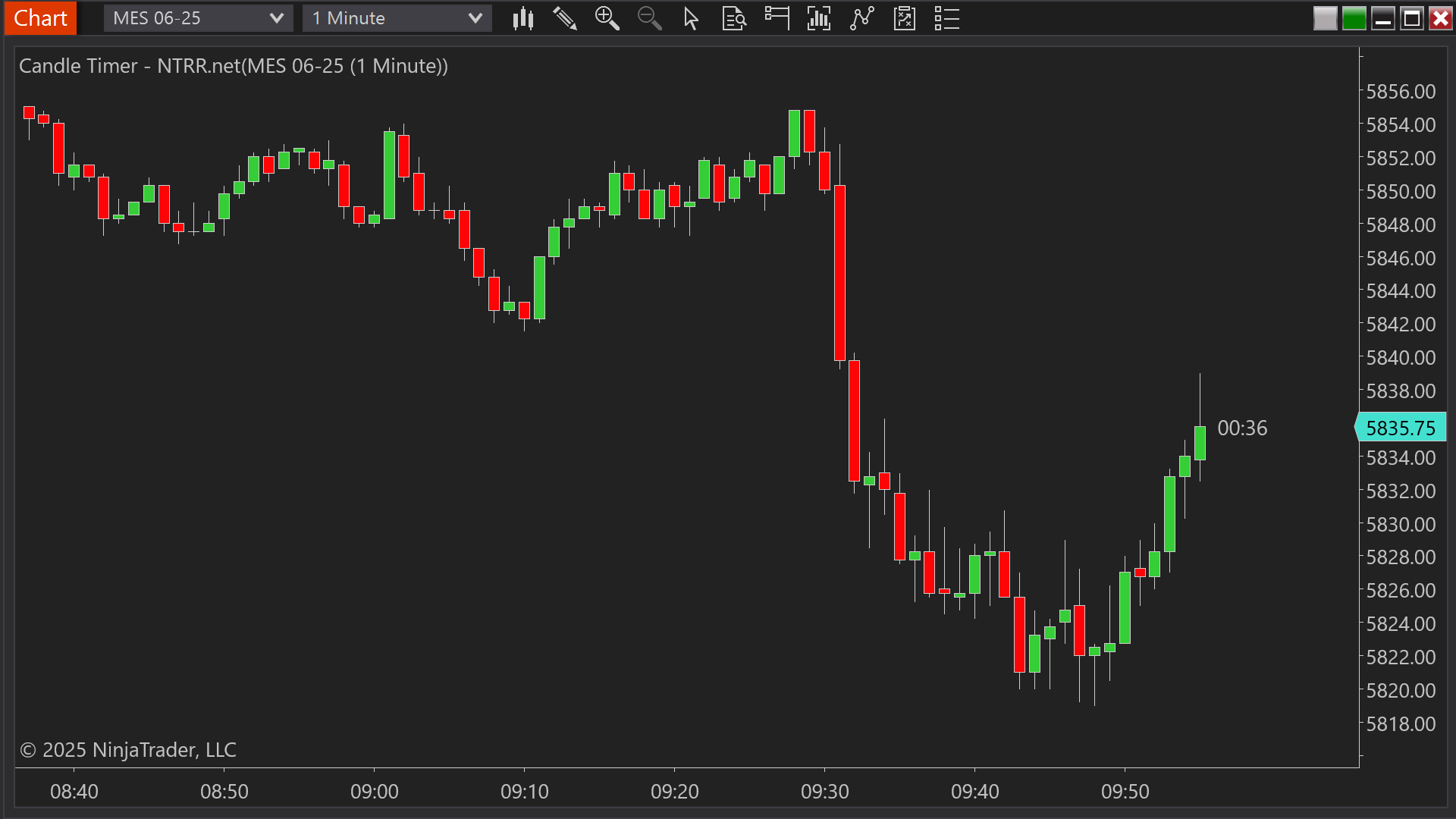 Candle Timer indicator for NinjaTrader 8